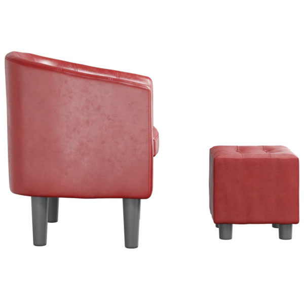 Sillón diseño de cubo con reposapiés cuero sintético rojo tinto M 4