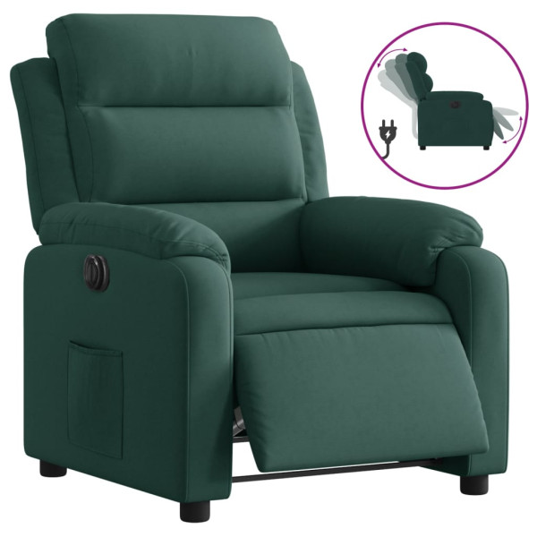 Sillón reclinable eléctrico de terciopelo verde oscuro M 2