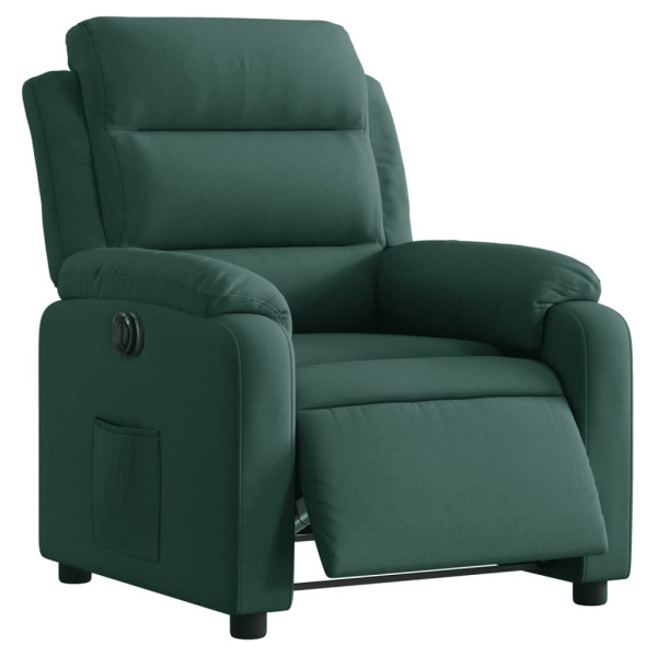 Sillón reclinable eléctrico de terciopelo verde oscuro M 3
