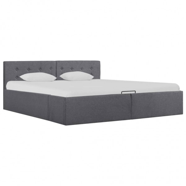 Cama canapé hidráulica LED tela gris oscuro 160x200 cm D