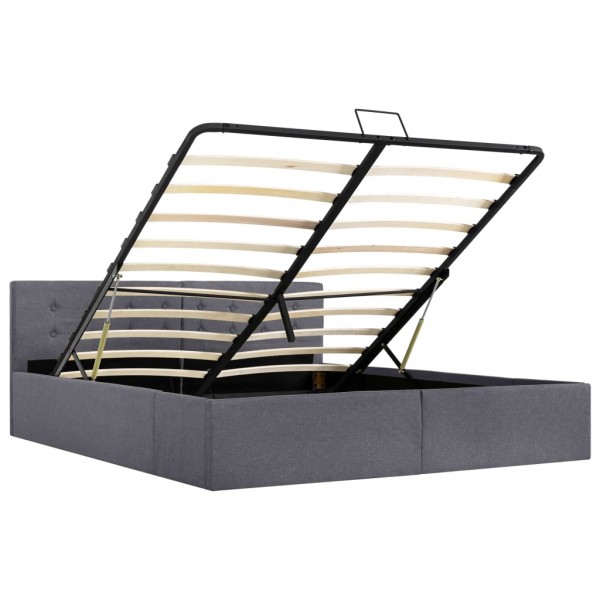 Cama canapé hidráulica LED tela gris oscuro 160x200 cm M 5