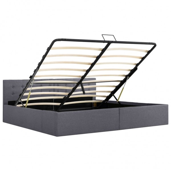 Cama canapé hidráulica con LED tela gris oscuro 180x200 cm M 5