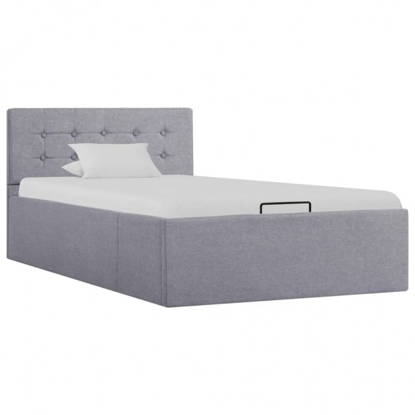 Cama canapé hidráulica con almacenaje tela gris claro 100x200cm D