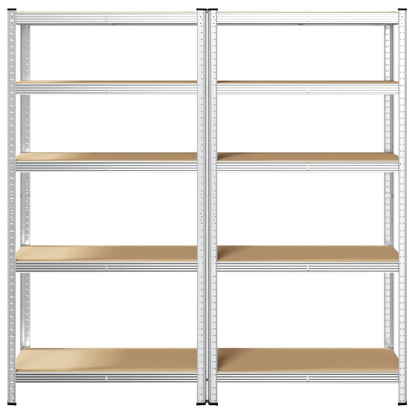Prateleiras de armazenamento de 5 camadas 2 pcs aço prateado M 4