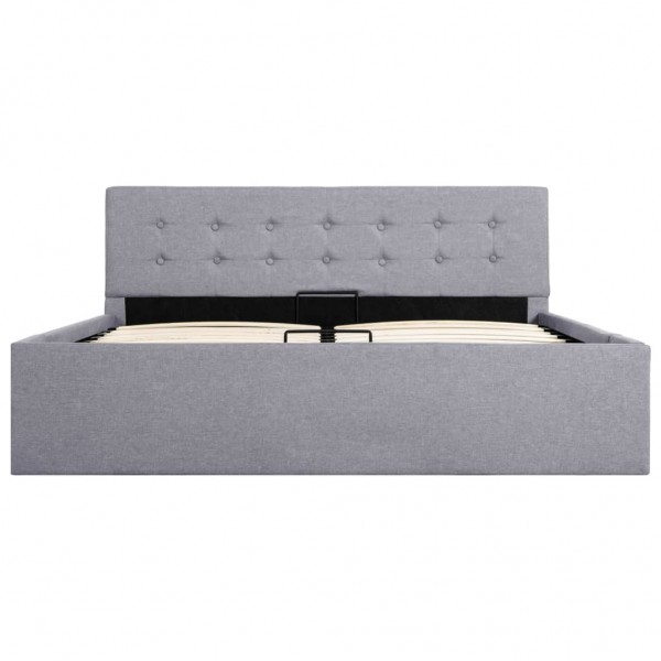 Cama hidráulica con almacenaje y LED tela gris claro 140x200 cm M 3