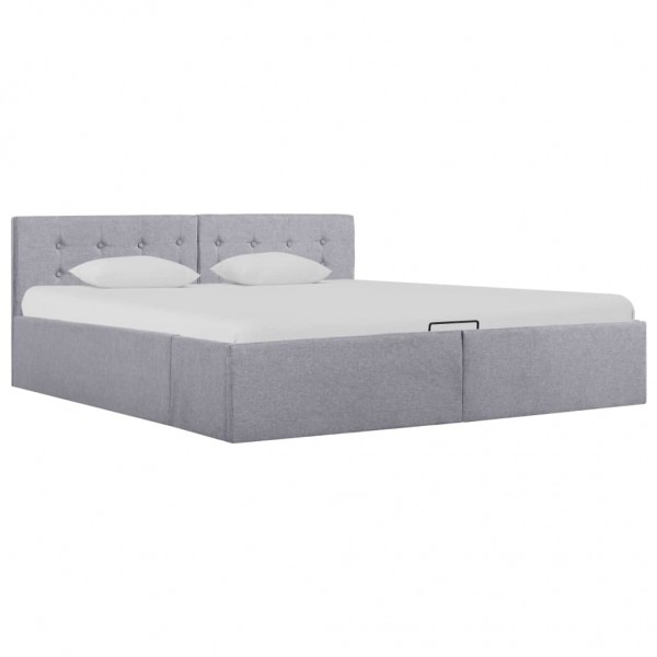 Cama canapé hidráulica almacenaje LED tela gris claro 160x200cm D