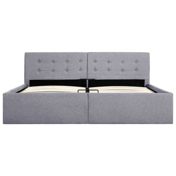 Cama hidráulica c/ arrumação 160x200 cm tecido cinzento-claro M 3