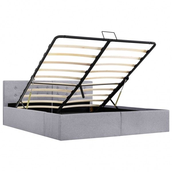 Cama hidráulica c/ arrumação 160x200 cm tecido cinzento-claro M 5