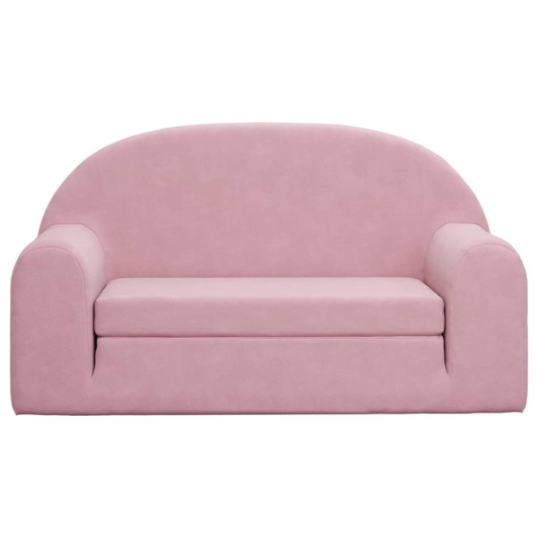 Sofá-cama infantil de 2 lugares pelúcia macia rosa M 3