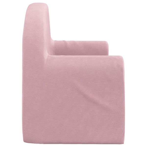Sofá-cama infantil de 2 lugares pelúcia macia rosa M 5
