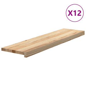 Peldaños de escalera 12 uds sin tratar 100x25x2 cm H