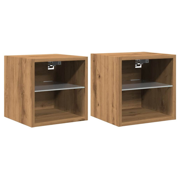 Móveis de parede para TV com luzes LED 2 pcs carvalho artesanal M 2