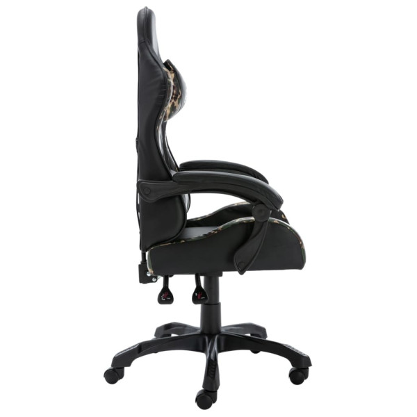 Silla gaming de cuero sintético negro y camuflaje M 4