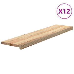 Peldaños de escalera 12 uds sin tratar 110x25x2 cm H