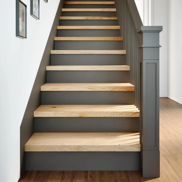 Peldaños de escalera 12 uds madera maciza 70x30x2 cm D