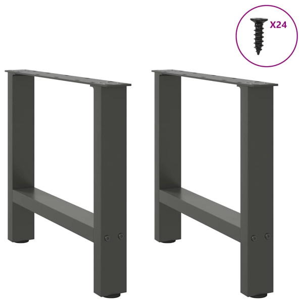 Pés para mesa de centro antracite 2 peças 50x(42-43) cm aço M 3