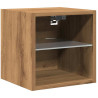 Mueble de TV de pared con luces LED roble artisian 30x28.5x30cm 2