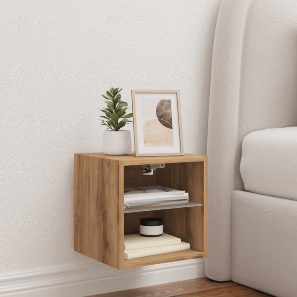 Móvel parede p/ TV c/ luzes LED 30x28.5x30cm carvalho artesanal M 4