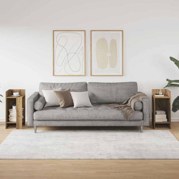 Mesas auxiliares 2 uds con estante artesanal roble 25.5x27x60cm M 3