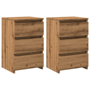 Mesas de cabeceira 2pcs derivados de madeira carvalho artisiano H