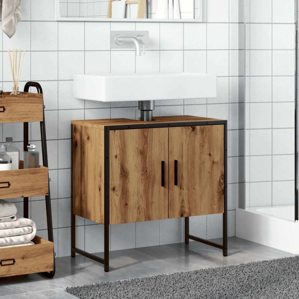 Mueble de lavabo de baño madera roble artisan 60x33x60 cm M 3