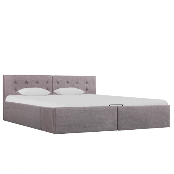 Cama canapé hidráulica con almacenaje tela gris topo 160x200 cm D
