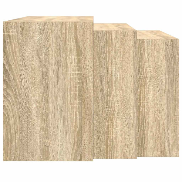 Mesas apilables 3 pzas madera contrachapada color roble Sonoma M 5