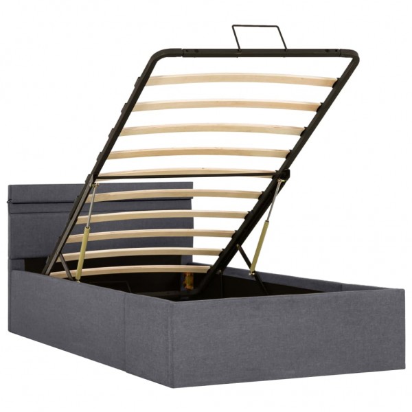 Cama canapé hidráulica almacenaje LED tela gris oscuro 90x200cm M 5