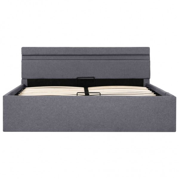 Cama hidráulica c/ arrumação LED 140x200cm tecido cinza-escuro M 3