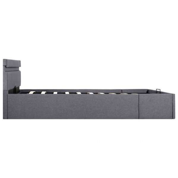 Cama hidráulica c/ arrumação LED 140x200cm tecido cinza-escuro M 4