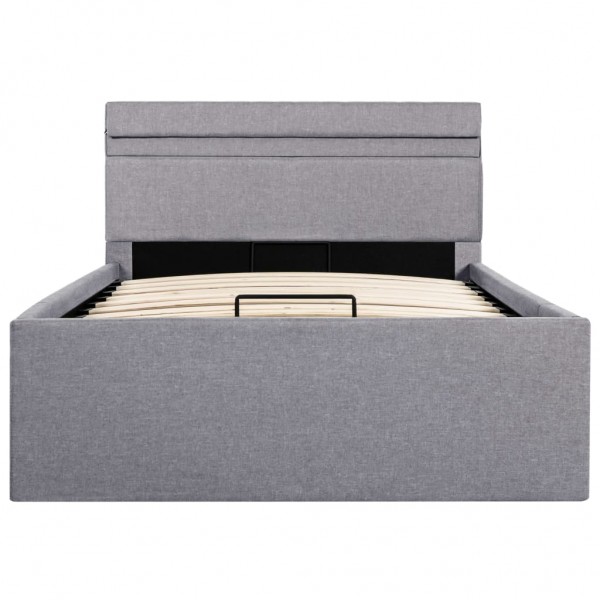 Cama canapé hidráulica almacenaje LED tela gris claro 90x200cm M 3