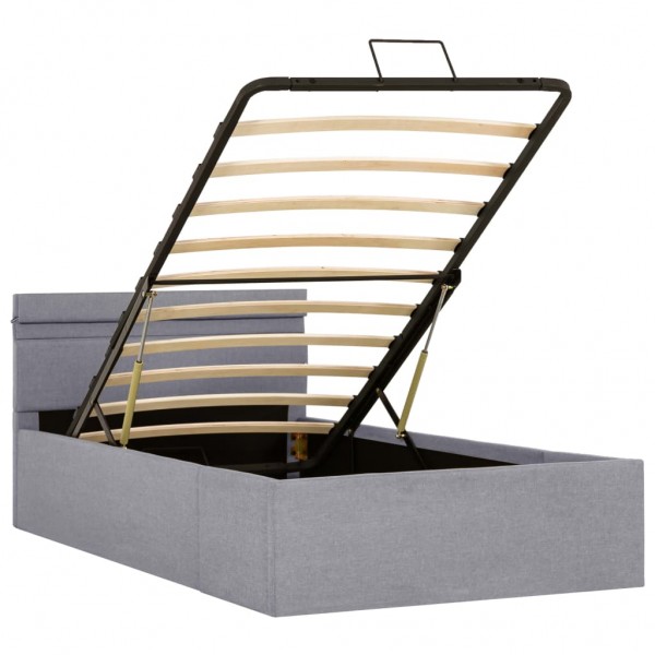 Cama canapé hidráulica almacenaje LED tela gris claro 90x200cm M 5