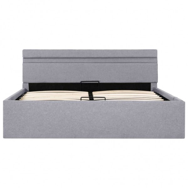 Cama hidráulica c/ arrumação LED 140x200 cm tecido cinza-claro M 3