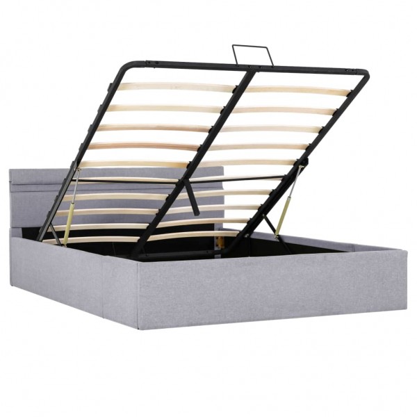Cama hidráulica c/ arrumação LED 140x200 cm tecido cinza-claro M 5