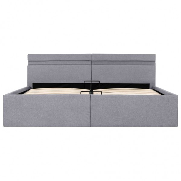 Cama hidráulica c/ arrumação LED 180x200 cm tecido cinza-claro M 3
