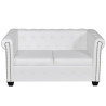 Sofás Chesterfield de 2 y 3 plazas cuero sintético blanco 2