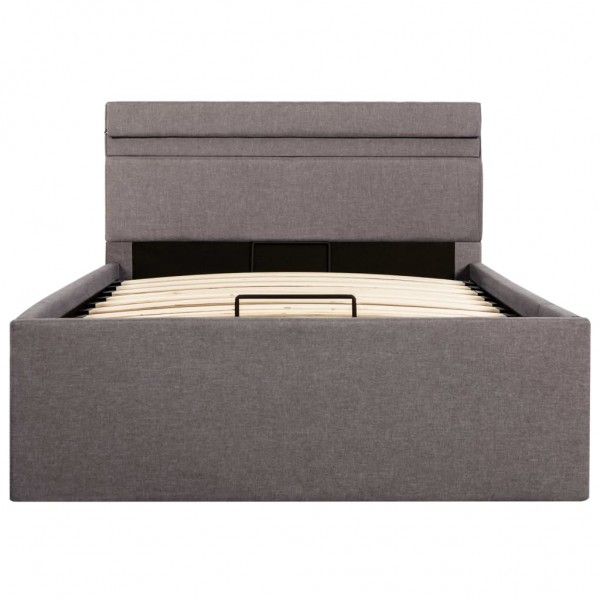 Cama hidrául. arrumação + LED 90x200cm tecido cinza-acastanhado M 3