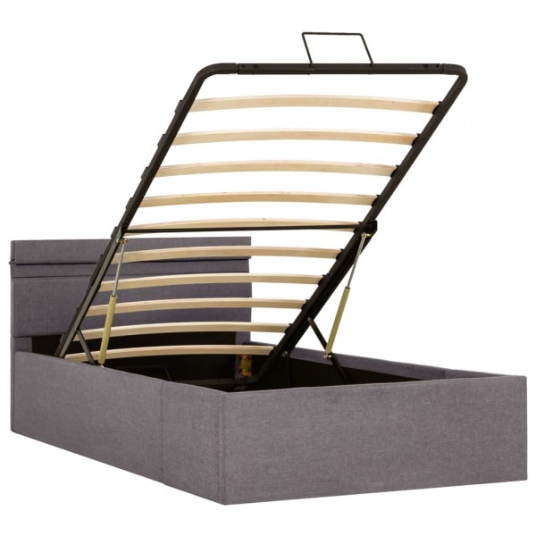 Cama canapé hidráulica almacenaje y LED tela gris topo 90x200cm M 5