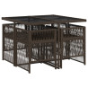 Set comedor de jardín 5 piezas y cojines ratán sintético marrón 3