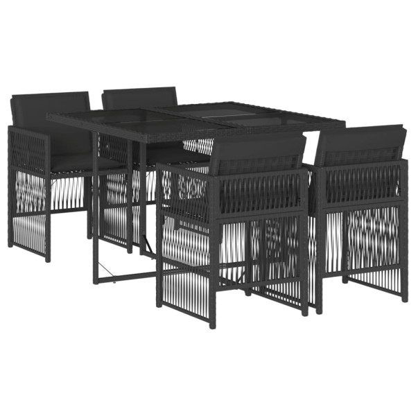 Set de muebles jardín 5 pzas con cojines ratán sintético negro M 2