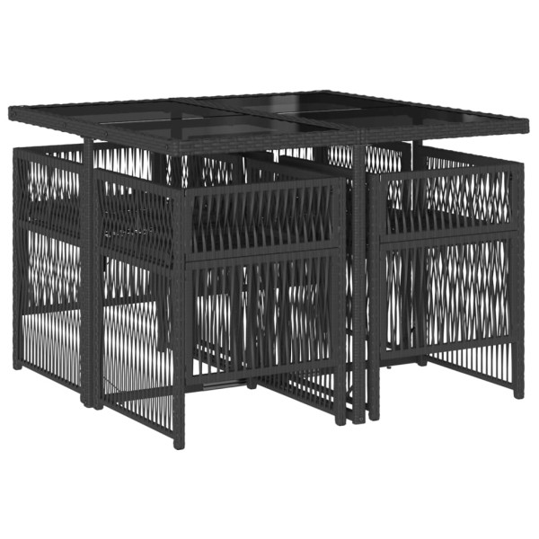 Set de muebles jardín 5 pzas con cojines ratán sintético negro M 3