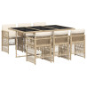 Set comedor de jardín 7 pzas con cojines ratán sintético beige 2