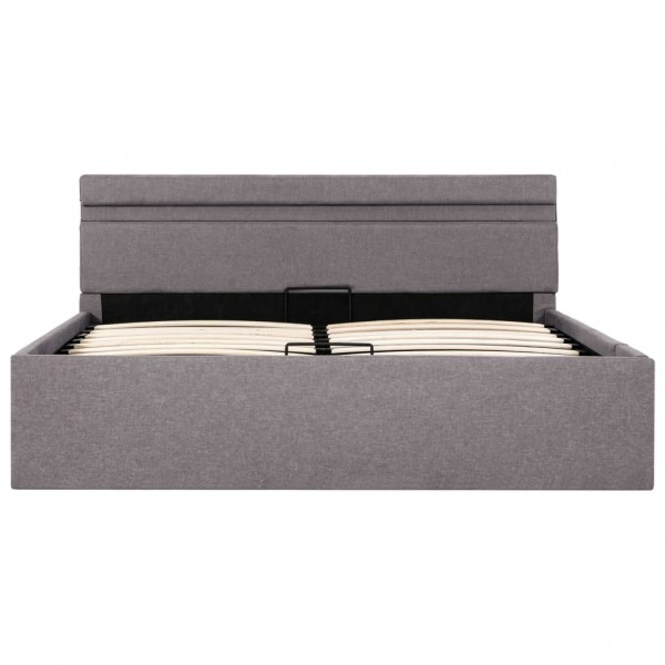 Cama canapé hidráulica almacenaje LED tela gris topo 120x200 cm M 3
