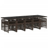 Set comedor de jardín 11 pzas y cojines ratán sintético marrón 3