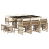 Set comedor de jardín 11 pzas con cojines ratán sintético beige 2