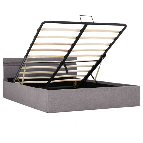 Estrutura cama hidrául.+ LED 140x200cm tecido cinza-acastanhado M 5