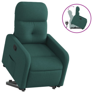 Sillón reclinable elevable tela verde oscuro H