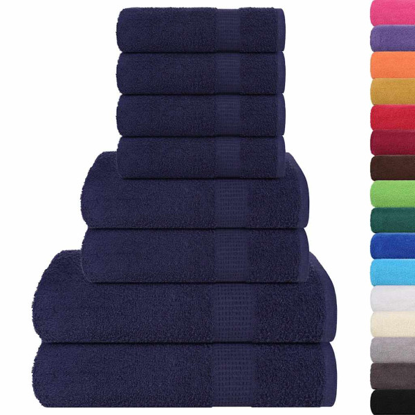 8pcs Conjunto toalha 360 gsm 100% algodão azul-marinho M 2