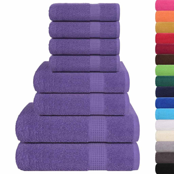 Toalha conjunto 8 peças 100% algodão roxo 360 gsm M 2