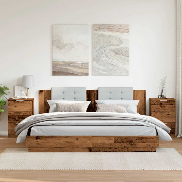 Mesitas de noche 2 uds madera ingeniería envejecida 40x36x65 cm M 3